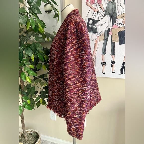 Coldwater Creek Knit Vintage 90s Embroidered Tapestry Fringe Jacket Size Large - Picture 5 of 8